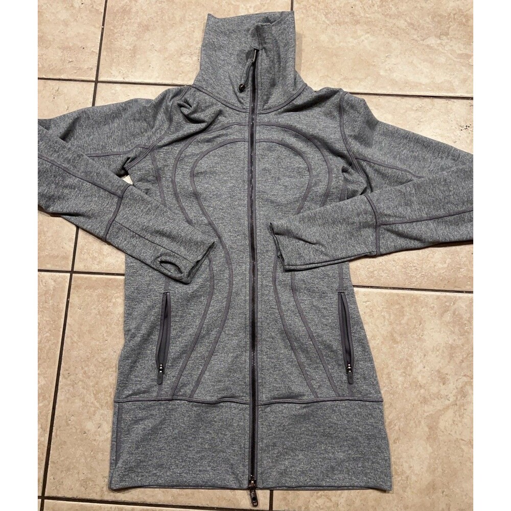 Lululemon Jacket Womens Size 4 In Stride Heathered Slate Gray Full Zip Workout